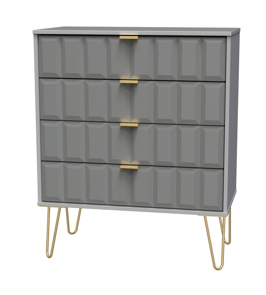 Cube 4 Drawer Chest with Gold Hairpin Legs - Welcome Furniture