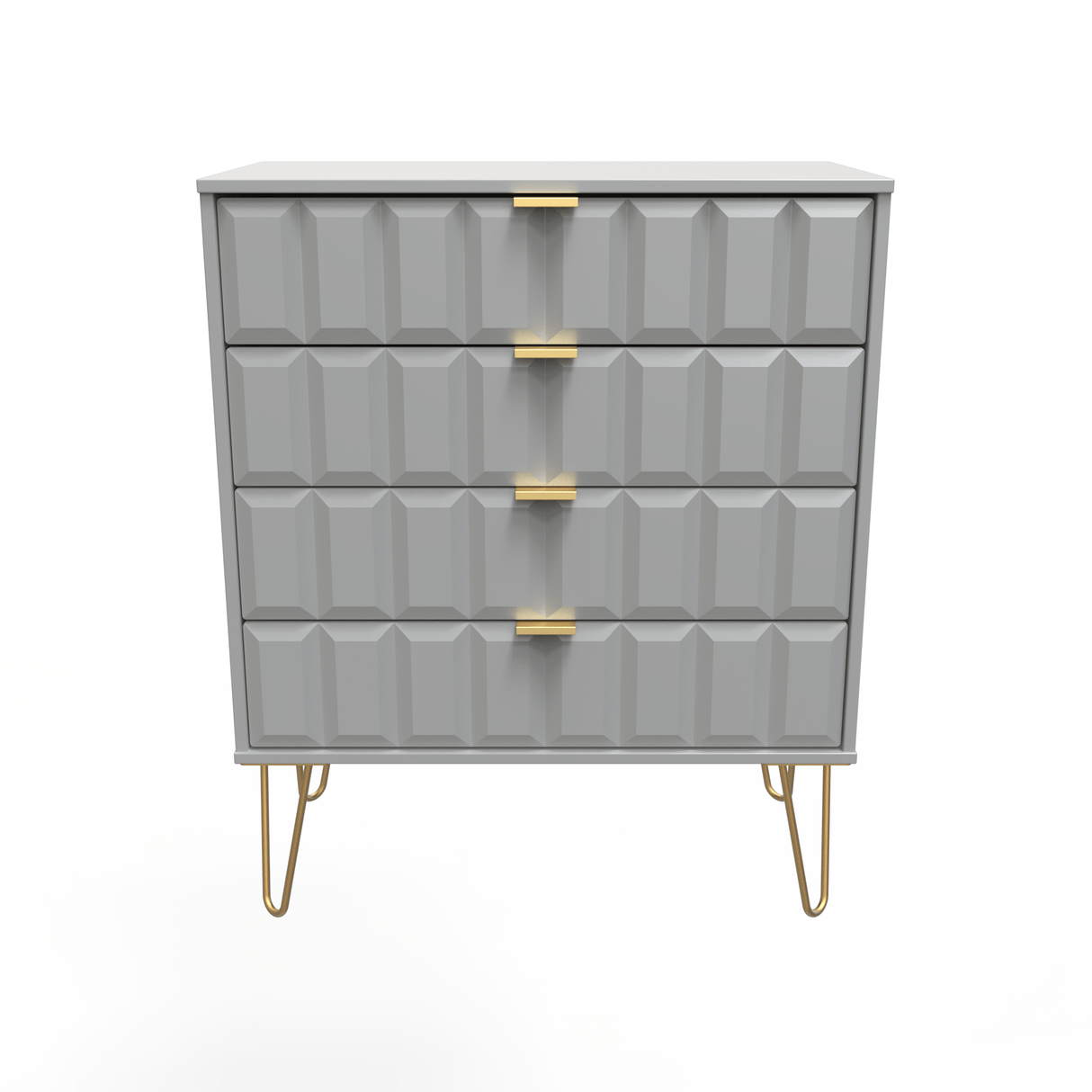 Cube 4 Drawer Chest with Gold Hairpin Legs - Welcome Furniture