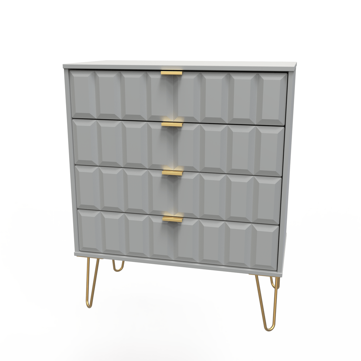 Cube 4 Drawer Chest with Gold Hairpin Legs - Welcome Furniture