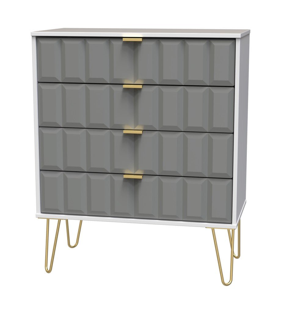 Cube 4 Drawer Chest with Gold Hairpin Legs - Welcome Furniture