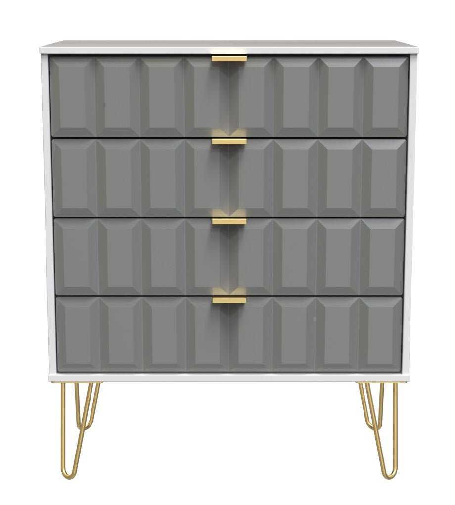Cube 4 Drawer Chest with Gold Hairpin Legs - Welcome Furniture