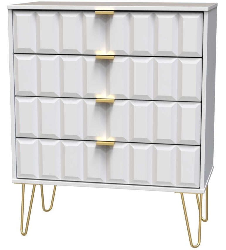 Cube 4 Drawer Chest with Gold Hairpin Legs - Welcome Furniture