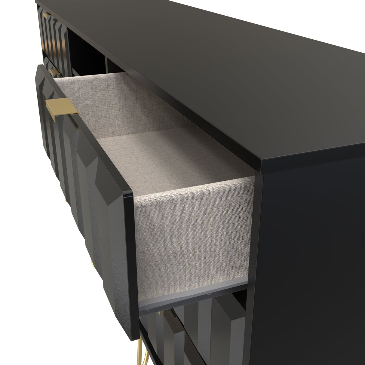 Cube 6 Drawer TV Unit with Gold Hairpin Legs - Welcome Furniture