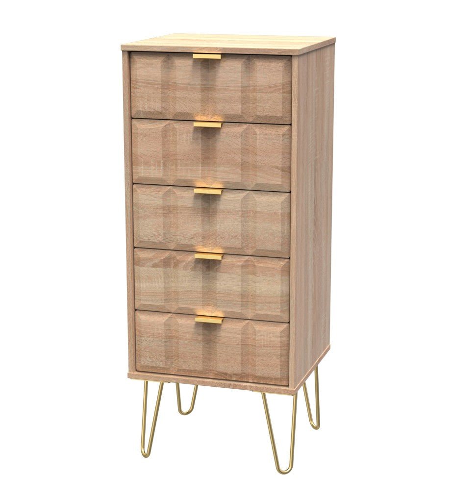 Cube Chest of 5 Drawers with Gold Hairpin Legs - Welcome Furniture