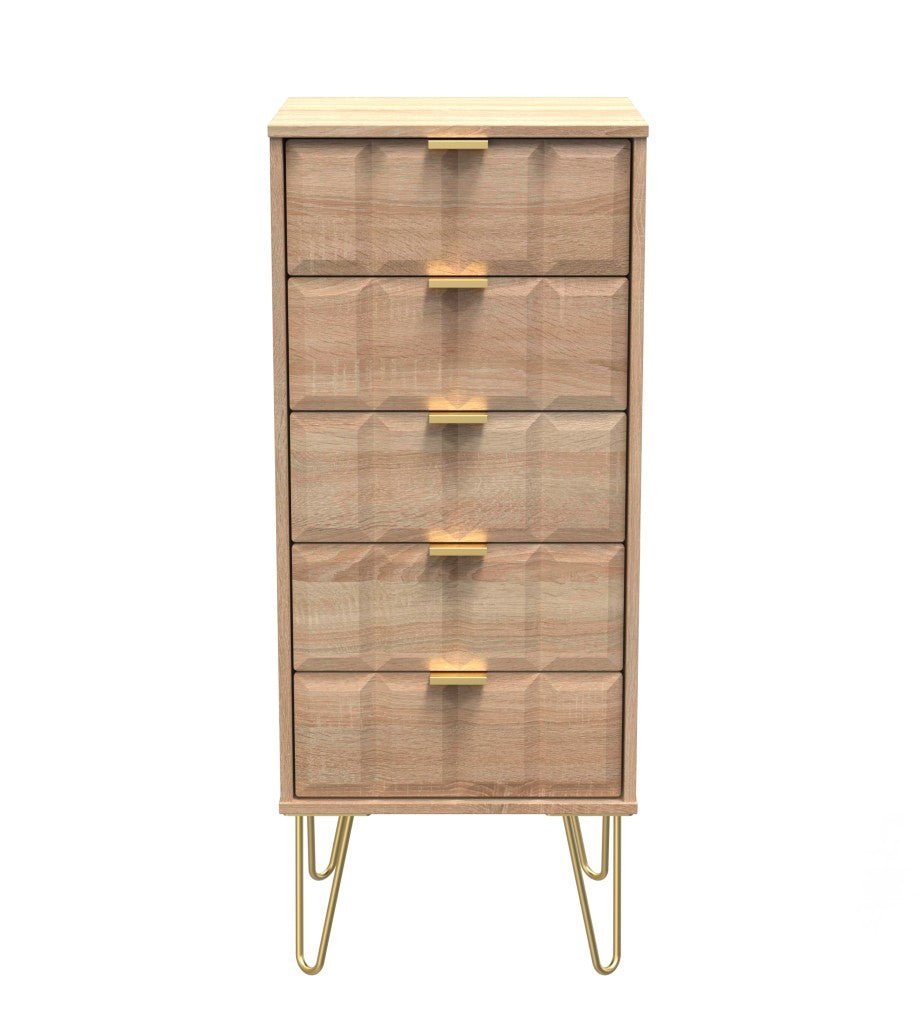 Cube Chest of 5 Drawers with Gold Hairpin Legs - Welcome Furniture