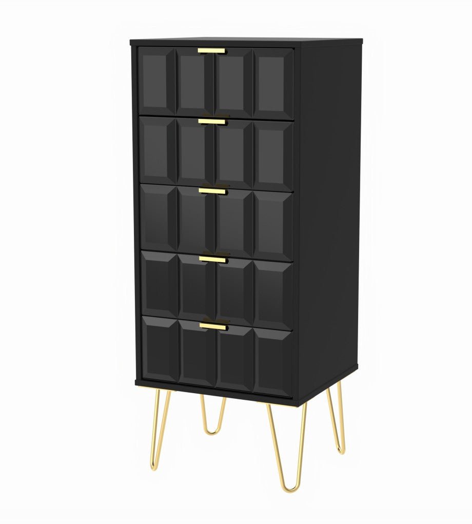 Cube Chest of 5 Drawers with Gold Hairpin Legs - Welcome Furniture