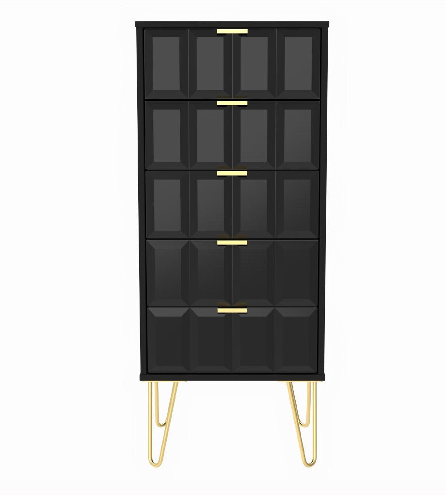 Cube Chest of 5 Drawers with Gold Hairpin Legs - Welcome Furniture