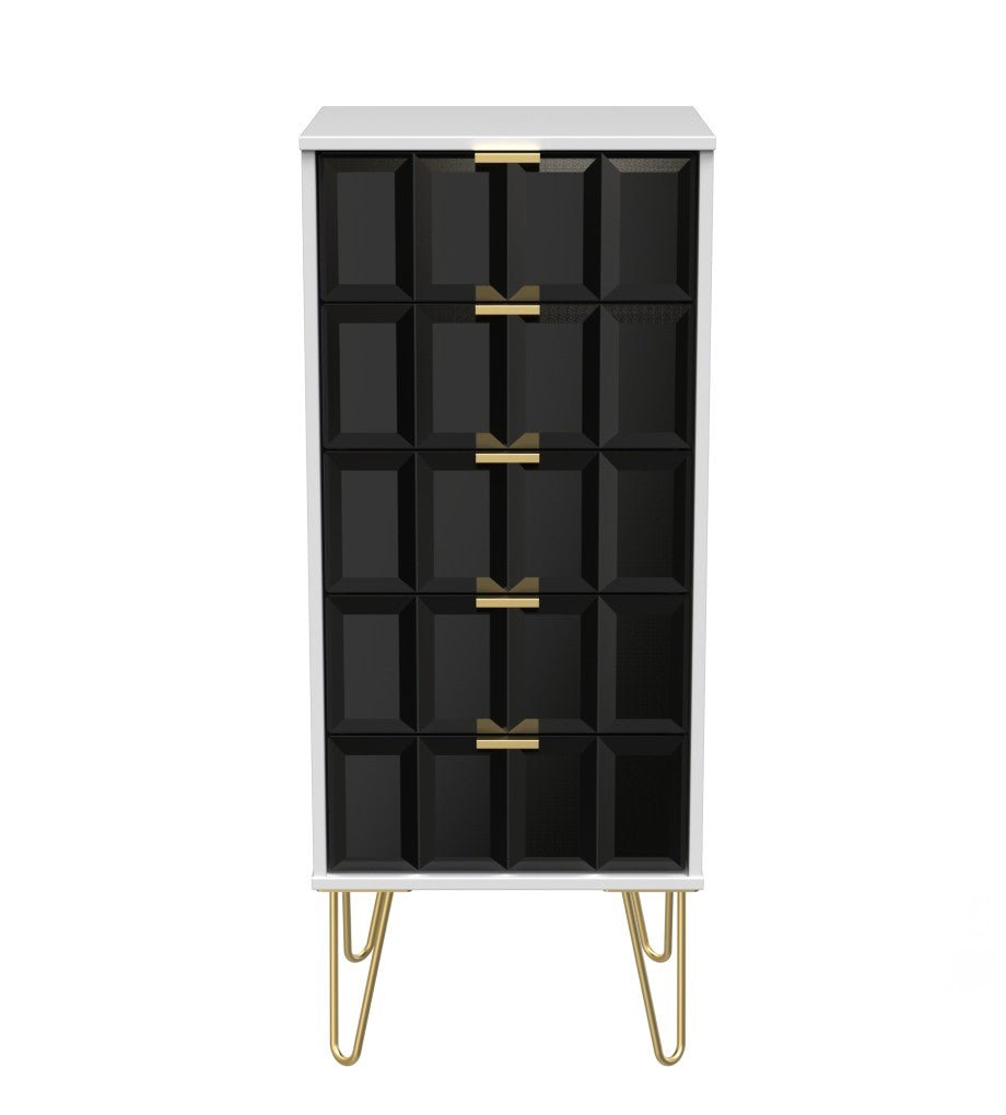 Cube Chest of 5 Drawers with Gold Hairpin Legs - Welcome Furniture