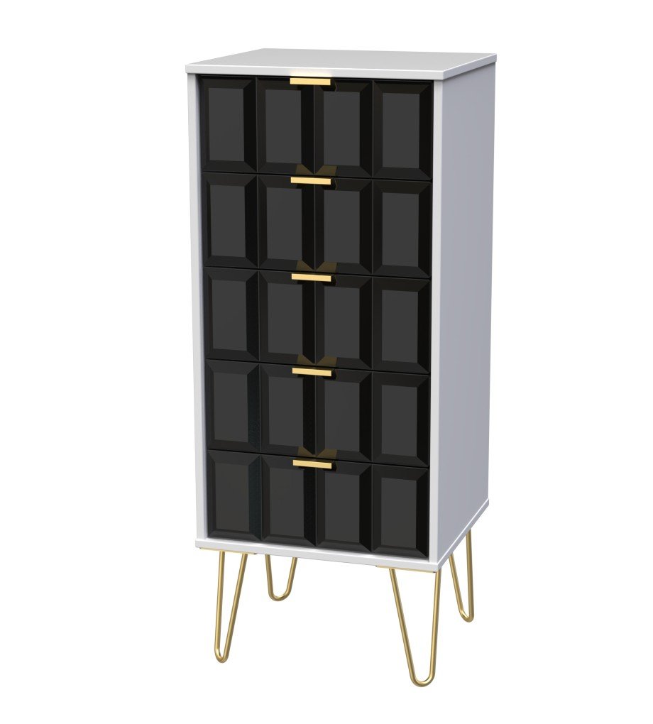Cube Chest of 5 Drawers with Gold Hairpin Legs - Welcome Furniture