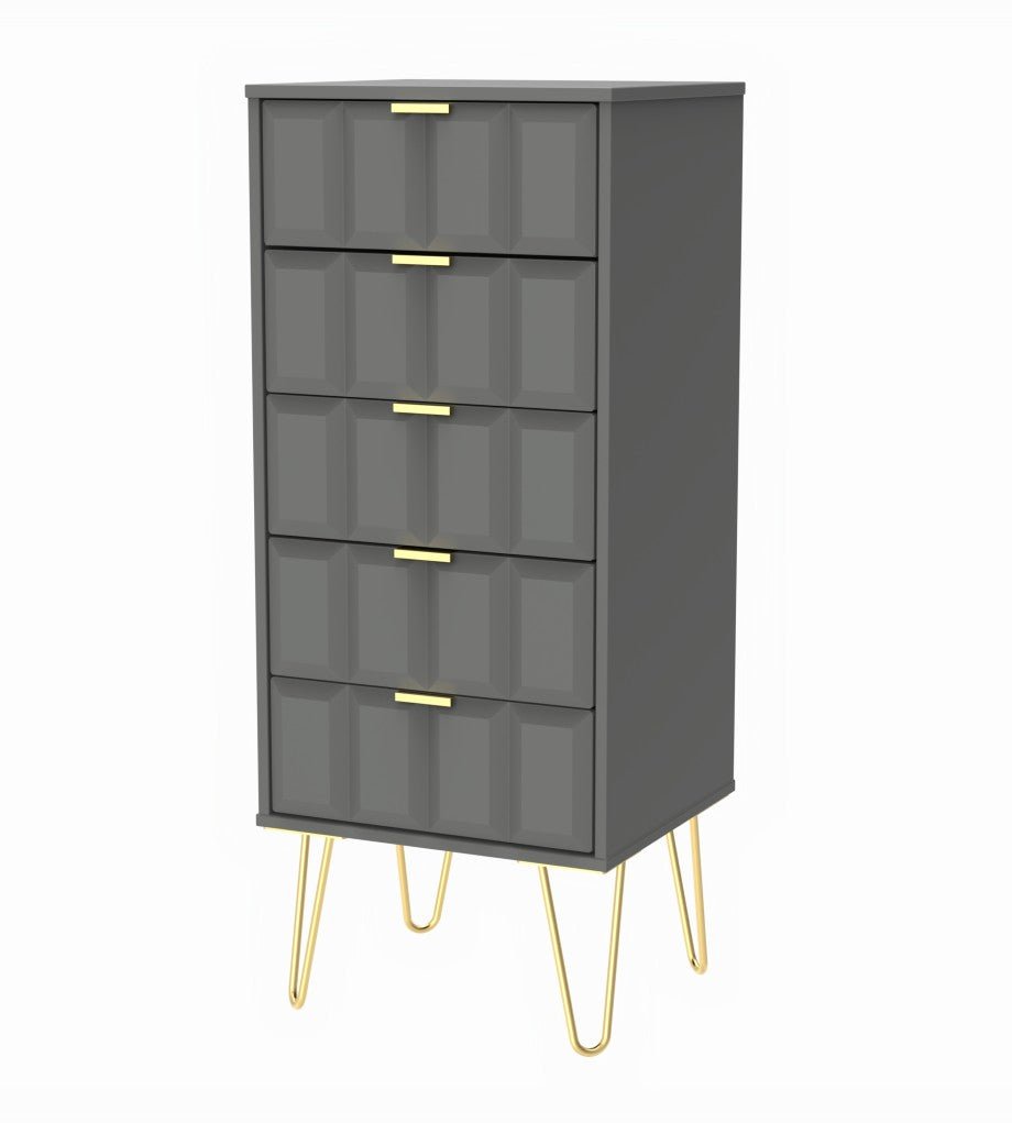 Cube Chest of 5 Drawers with Gold Hairpin Legs - Welcome Furniture