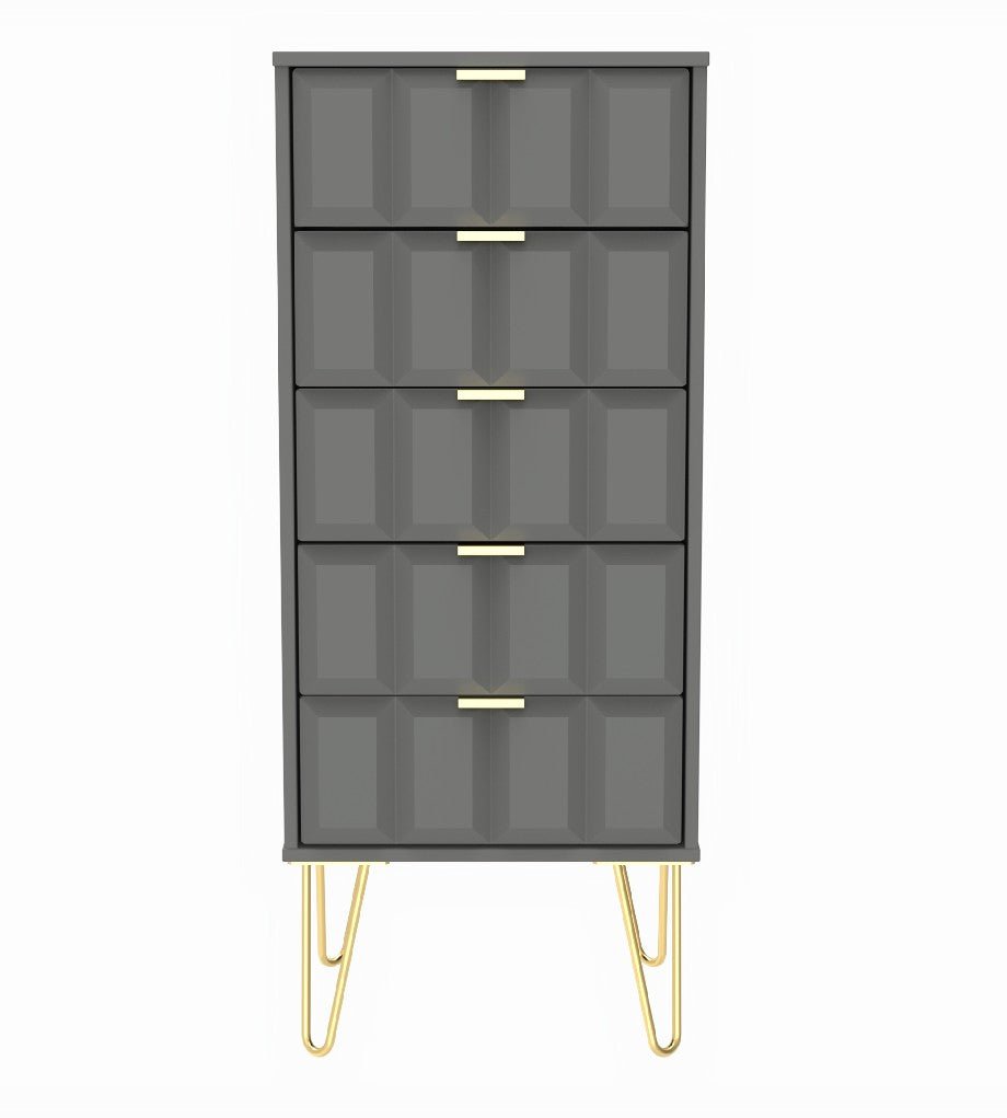 Cube Chest of 5 Drawers with Gold Hairpin Legs - Welcome Furniture