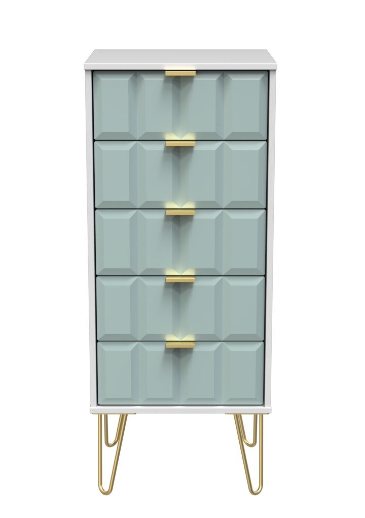 Cube Chest of 5 Drawers with Gold Hairpin Legs - Welcome Furniture