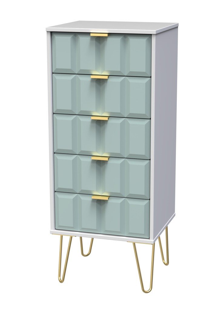 Cube Chest of 5 Drawers with Gold Hairpin Legs - Welcome Furniture