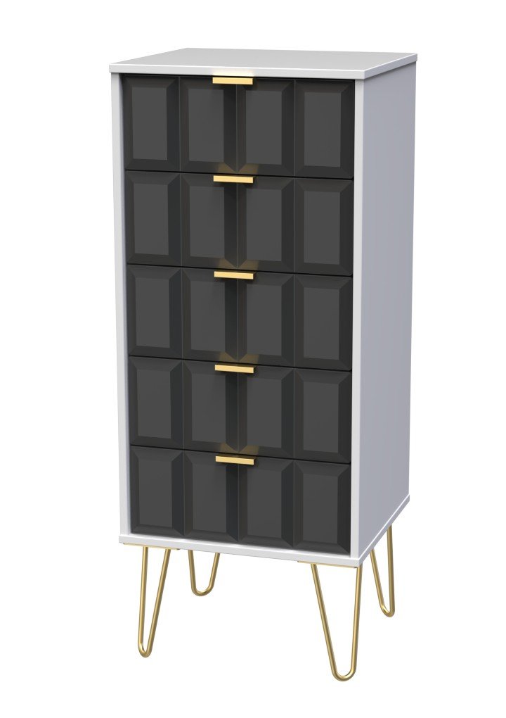Cube Chest of 5 Drawers with Gold Hairpin Legs - Welcome Furniture