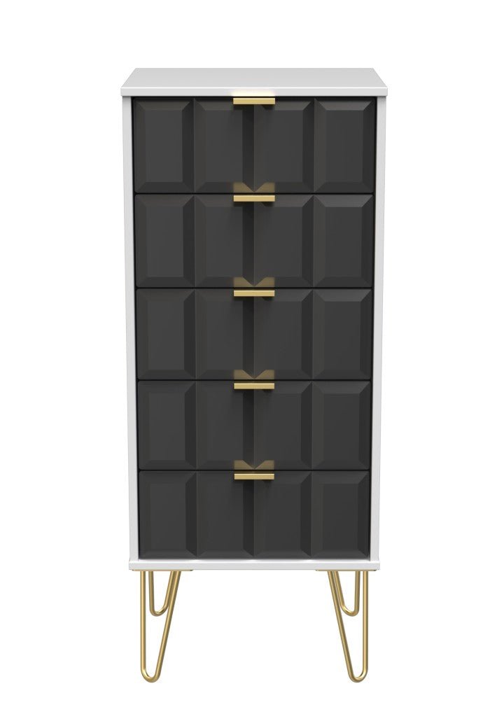 Cube Chest of 5 Drawers with Gold Hairpin Legs - Welcome Furniture