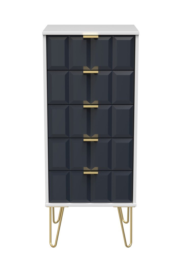Cube Chest of 5 Drawers with Gold Hairpin Legs - Welcome Furniture