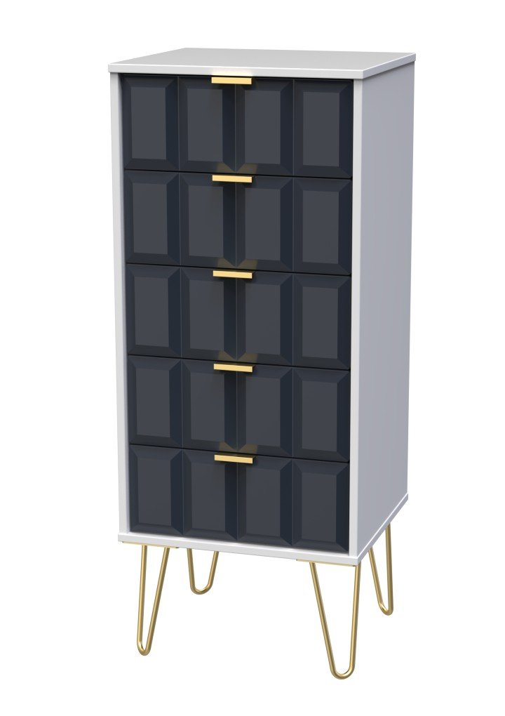 Cube Chest of 5 Drawers with Gold Hairpin Legs - Welcome Furniture