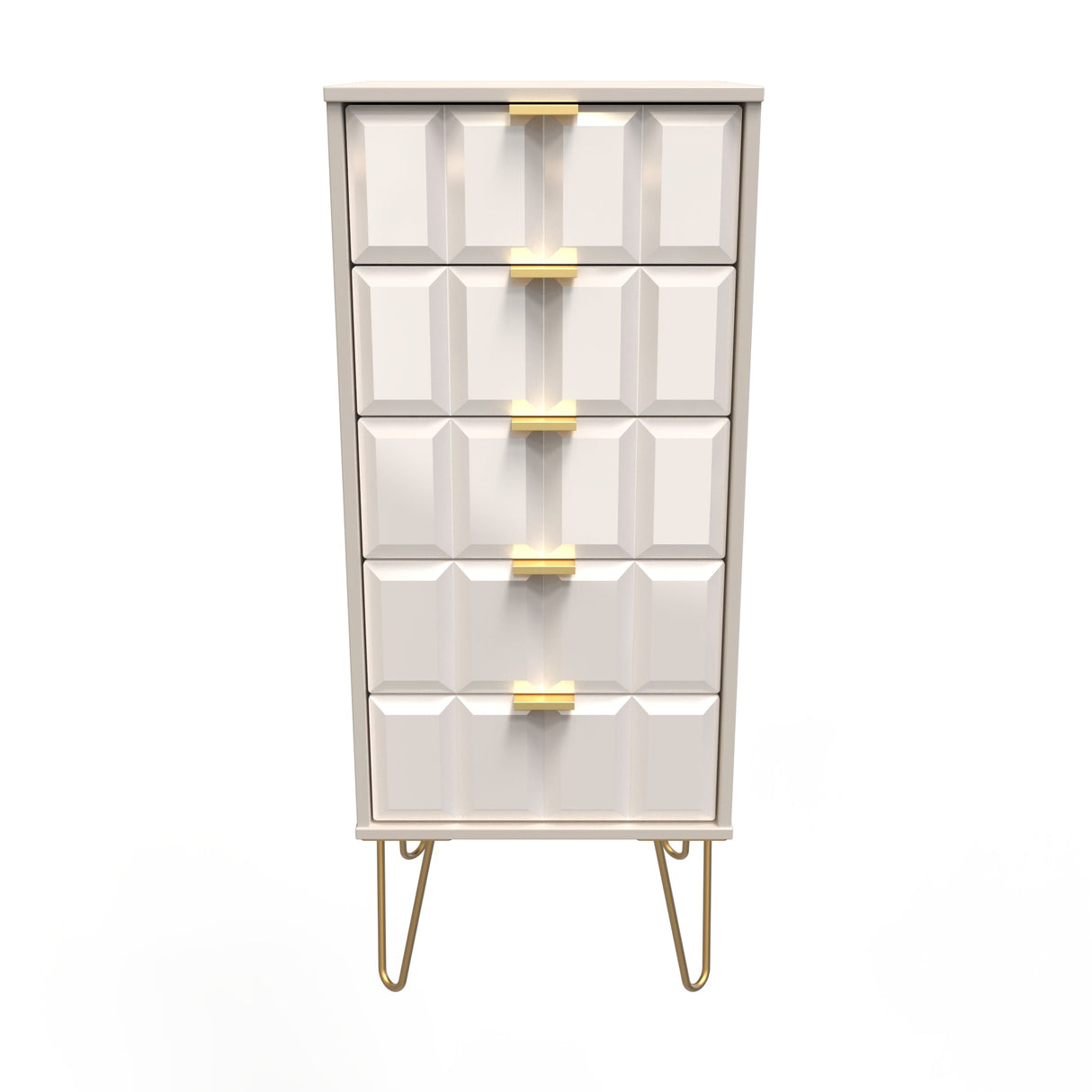 Cube Chest of 5 Drawers with Gold Hairpin Legs - Welcome Furniture