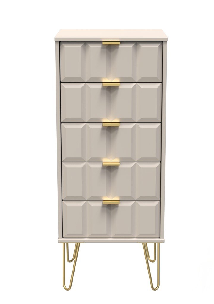 Cube Chest of 5 Drawers with Gold Hairpin Legs - Welcome Furniture