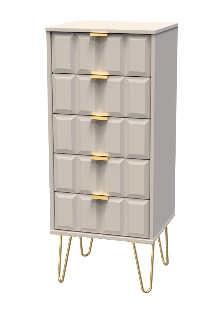 Cube Chest of 5 Drawers with Gold Hairpin Legs - Welcome Furniture