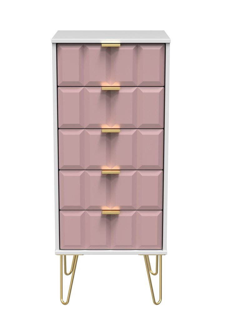 Cube Chest of 5 Drawers with Gold Hairpin Legs - Welcome Furniture