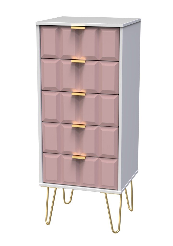 Cube Chest of 5 Drawers with Gold Hairpin Legs - Welcome Furniture