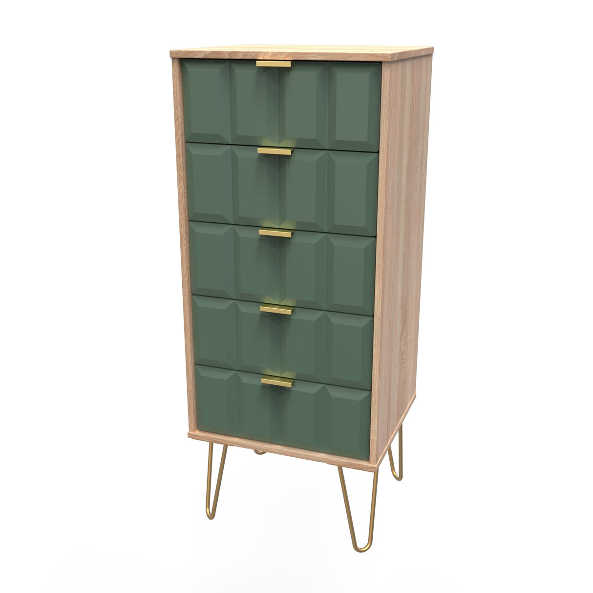 Cube Chest of 5 Drawers with Gold Hairpin Legs - Welcome Furniture