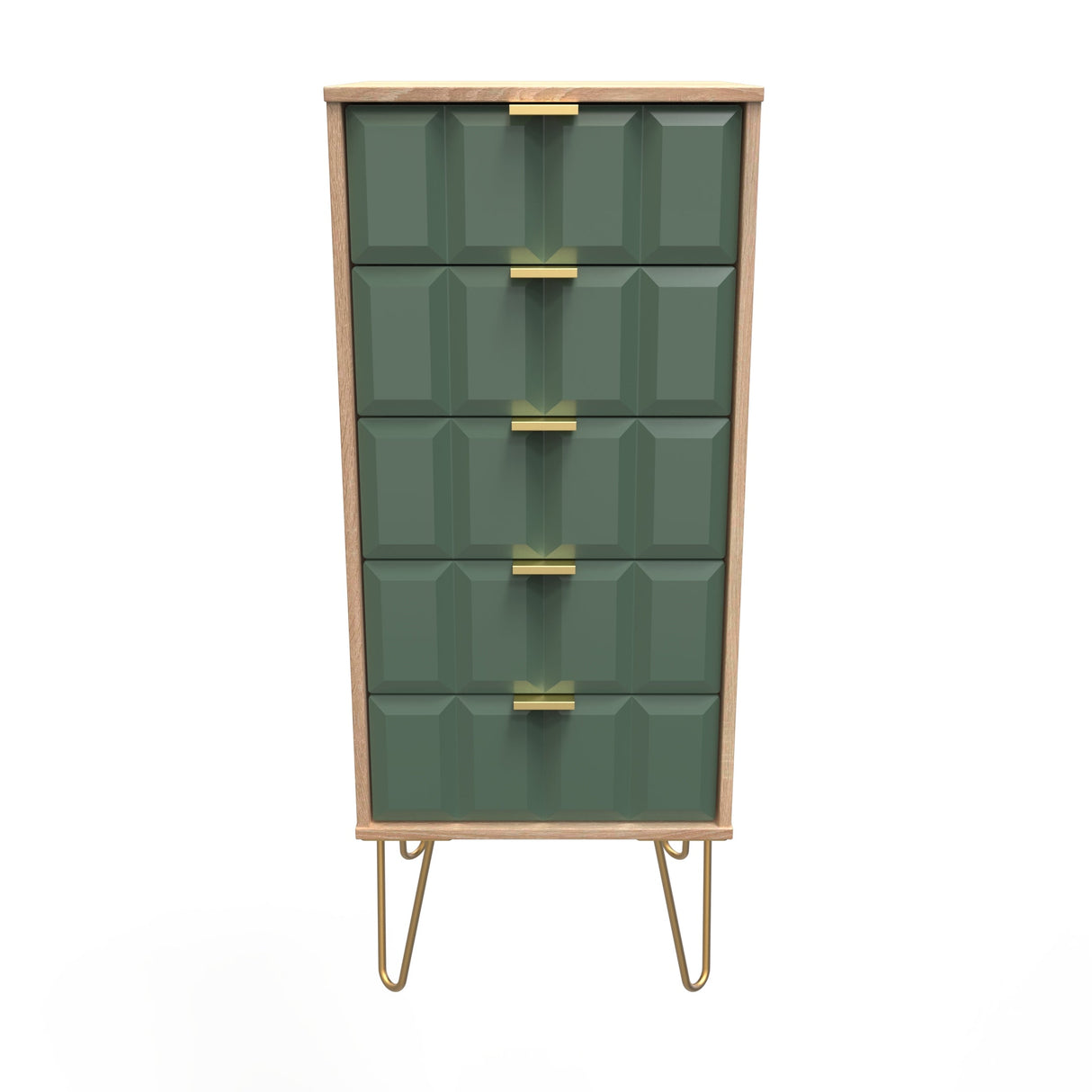 Cube Chest of 5 Drawers with Gold Hairpin Legs - Welcome Furniture
