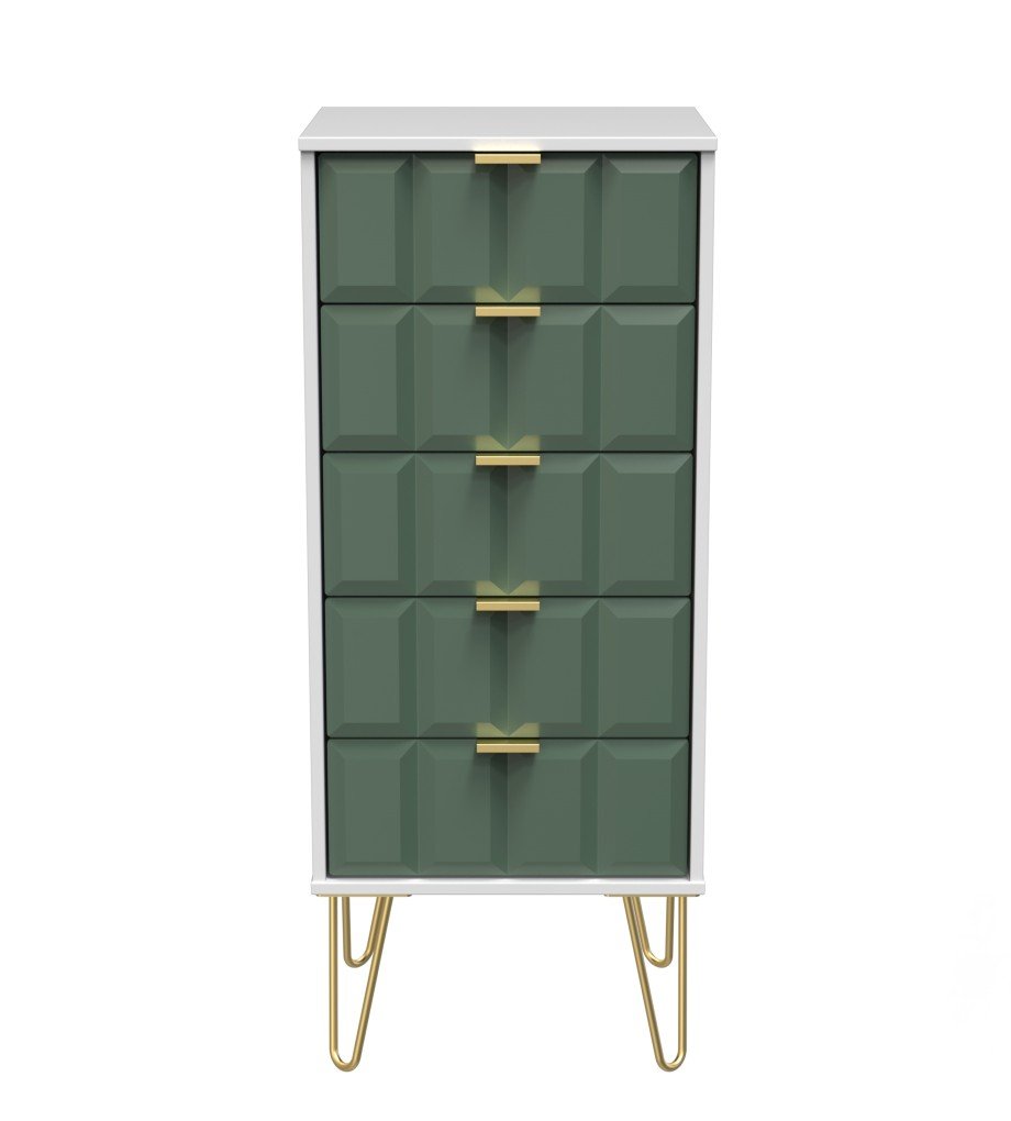 Cube Chest of 5 Drawers with Gold Hairpin Legs - Welcome Furniture