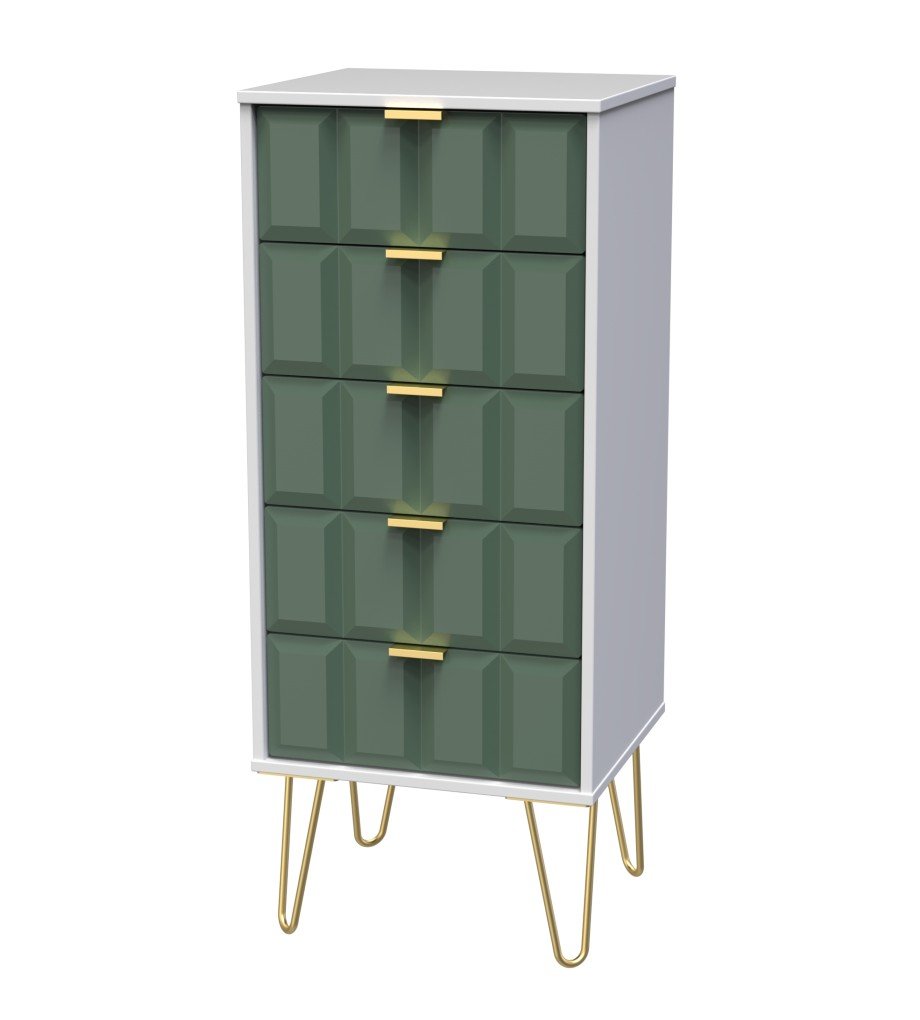 Cube Chest of 5 Drawers with Gold Hairpin Legs - Welcome Furniture