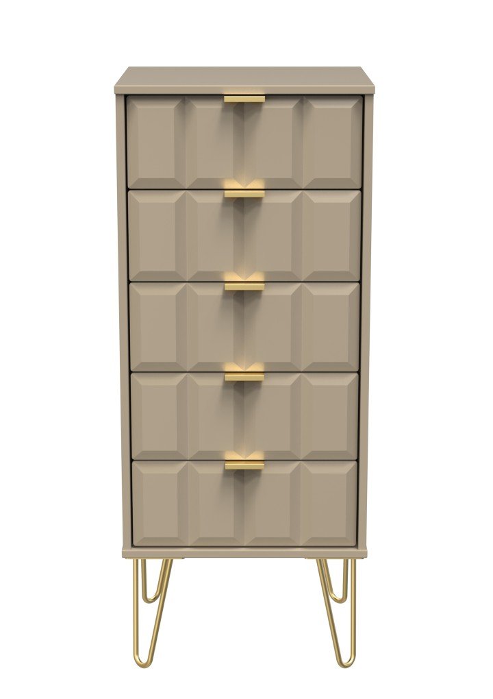 Cube Chest of 5 Drawers with Gold Hairpin Legs - Welcome Furniture