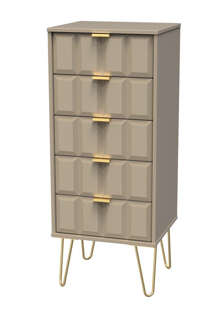 Cube Chest of 5 Drawers with Gold Hairpin Legs - Welcome Furniture