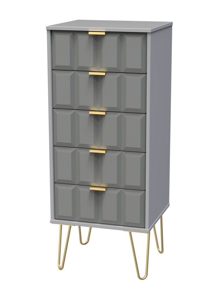 Cube Chest of 5 Drawers with Gold Hairpin Legs - Welcome Furniture