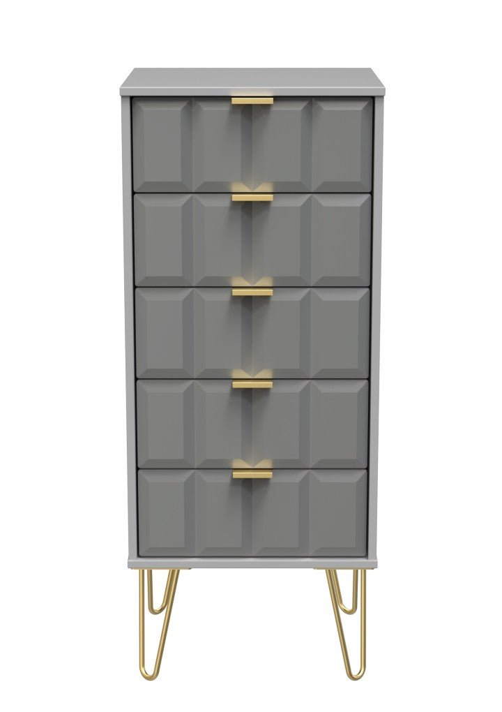 Cube Chest of 5 Drawers with Gold Hairpin Legs - Welcome Furniture