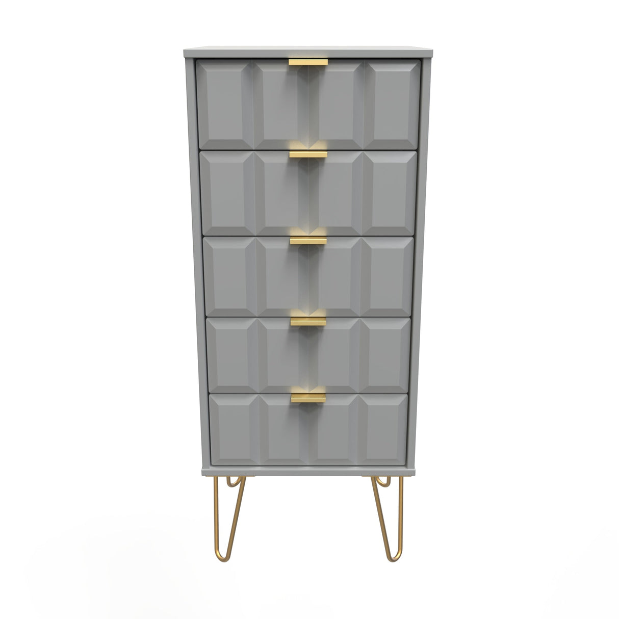 Cube Chest of 5 Drawers with Gold Hairpin Legs - Welcome Furniture
