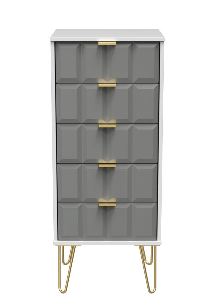 Cube Chest of 5 Drawers with Gold Hairpin Legs - Welcome Furniture
