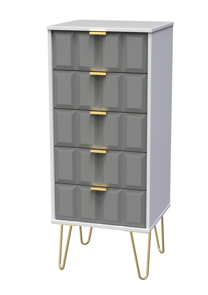 Cube Chest of 5 Drawers with Gold Hairpin Legs - Welcome Furniture