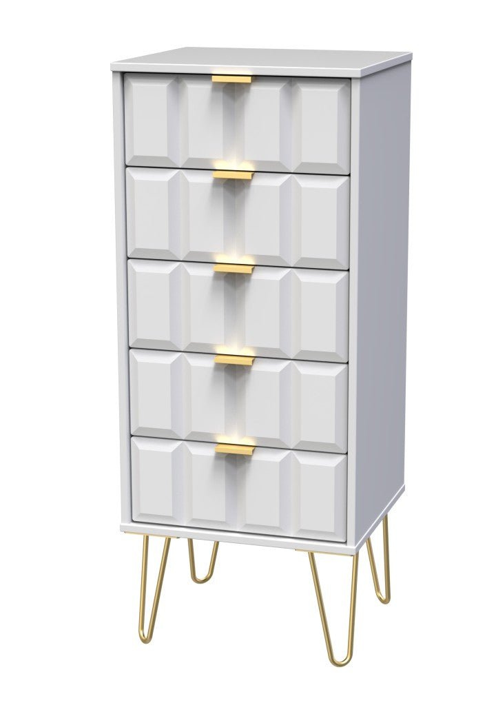 Cube Chest of 5 Drawers with Gold Hairpin Legs - Welcome Furniture