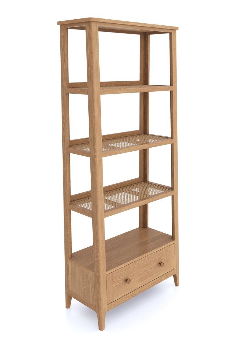 Cypress 1 Drawer Rattan Ladder Book Shelf