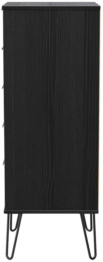Harlequin 5 Drawer Bedside Table with Black Hairpin Legs