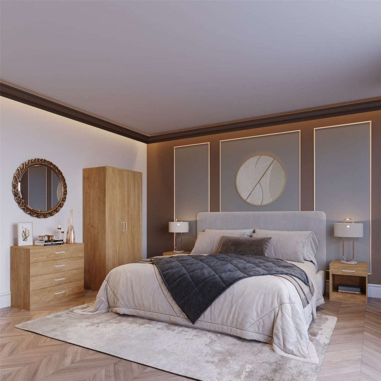 Dakota 2 Door Wardrobe 3 Piece Bedroom Set - Seconique