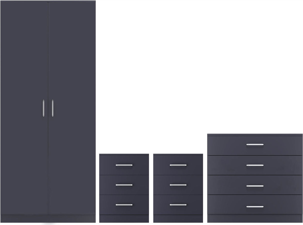 Dakota 2 Door Wardrobe 4 Piece Bedroom Set - Seconique