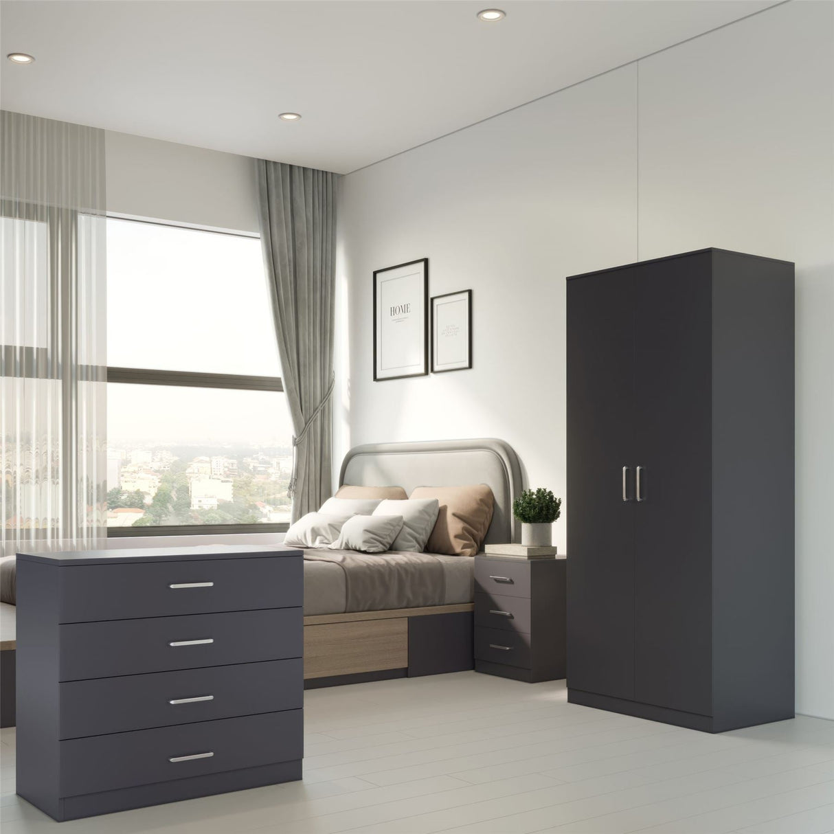 Dakota 2 Door Wardrobe 4 Piece Bedroom Set - Seconique