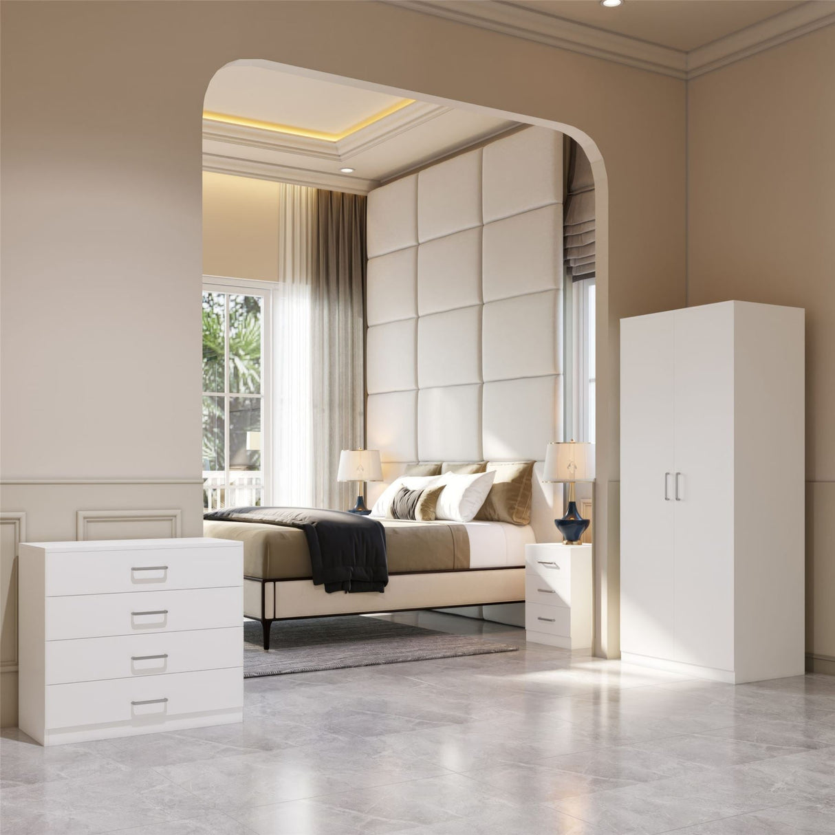 Dakota 2 Door Wardrobe 4 Piece Bedroom Set - Seconique
