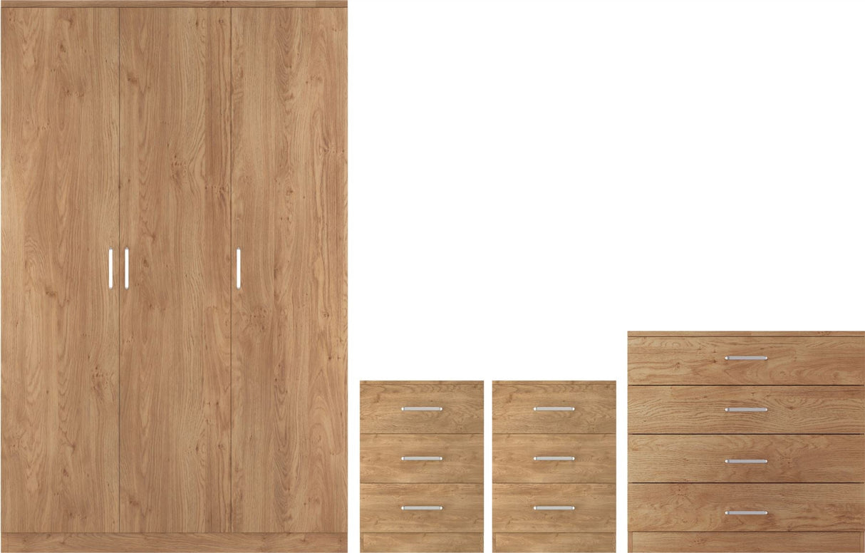 Dakota 3 Door Wardrobe 4 Piece Bedroom Set - Seconique