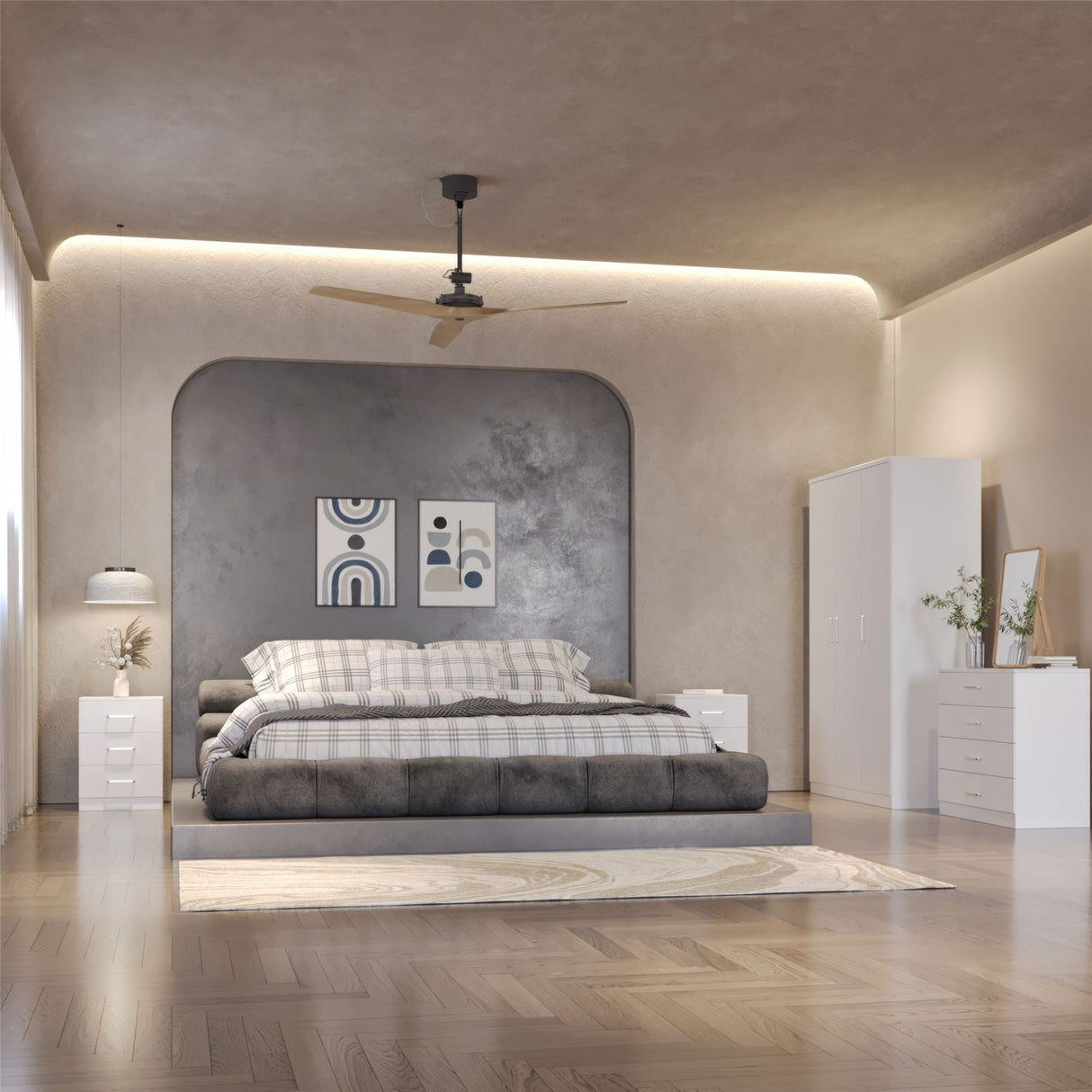 Dakota 3 Door Wardrobe 4 Piece Bedroom Set - Seconique