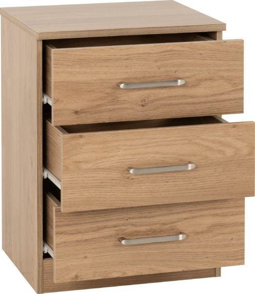 Dakota 3 Drawer Bedside Table - Seconique