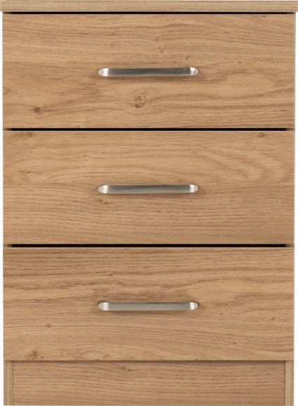 Dakota 3 Drawer Bedside Table - Seconique