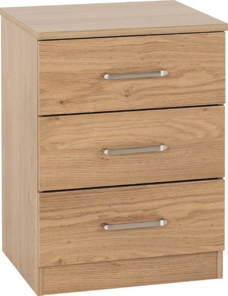Dakota 3 Drawer Bedside Table - Seconique
