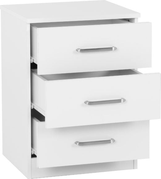 Dakota 3 Drawer Bedside Table - Seconique